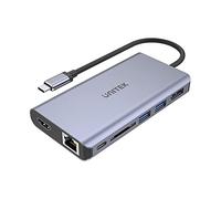 uHUB S7 + 7 en 1 USB-C Ethernet Hub con MST Dual MST, 100 W de Entrega de Potencia y Lector de Tarjetas D1056A / USB SuperSpeed 3.1 Gen1 / 4K @ 30Hz UHD HDMI & DisplayPort/Gigabit Ethernet