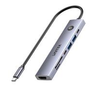 uHUB S7 Pro - Hub USB-C de 5 Gbps (7 en 1, con botón de encendido y apagado de pantalla)