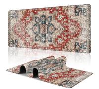 Uiaoiais Alfombrilla de escritorio, alfombra textil de estilo persa con textura, alfombrilla de mouse para juegos, 31.5 x 15.7 pulgadas, alfombrilla extendida para mouse para juegos con borde cosido