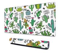 Uiaoiais Alfombrilla de mouse grande extendida con diseño de cactus de dibujos animados, alfombrilla de mouse grande para juegos, almohadilla de escritorio grande con bordes cosidos gruesos para