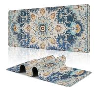 Uiaoiais Tapete de escritorio, tapete de mouse con textura textil bohemia, 31.5 x 15.7 pulgadas, tapete de escritorio grande con borde cosido, base antideslizante, alfombrilla de mouse grande para