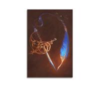 UIASDICX Póster artístico de plumas y espadas, lienzo decorativo para pared e impresión artística moderna para dormitorio familiar, 60 x 90 cm