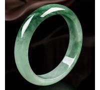 UIBAO Brazalete De Jade Verde Natural para Mujeres Y Niñas con Certificado Jade Pulseras De La Suerte Hechas a Mano Brazaletes con Joyero,55-56mm