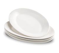 UIBFCWN Juego de 4 Platos de Cena Ovalados, Plato de Servicio, Vajillas de Porcelana, Vajilla de Fiesta, 10 pulgadas Bandejas de Comida Horno para Carne de Pavo,Pescado,Aperitivos,Plato de pasta