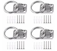 UICCVOKK 4 anillos de corbata para caballos, anillo de corbata en placa, gancho de anillo estable, anillos de amarre de caballo, cadenas estables de metal, anillo de cadena colgante con tapones y