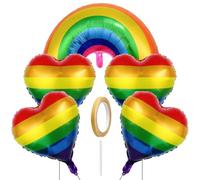 UICCVOKK 5 globos del orgullo, globos del orgullo gay arcoíris, globo de desfile de orgullo, en forma de corazón, decoración del día del amor, orgullo LGBTQ, regalo de celebración de carnaval bisexual