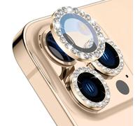 UICCVOKK Protector de cámara para iPhone 16 Pro/16 Pro Max, iPhone 16Pro/16Promax* 3 unidades (caja de cristal) con incrustaciones de diamante - Oro del desierto - Película de lente antiarañazos de