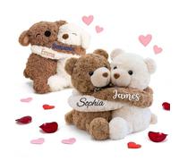 UIDMEN Oso de peluche personalizado, 2 peluches de oso o cachorro, nombre bordado a medida, regalo romántico para parejas, decoración del hogar, regalo de cumpleaños, boda o San Valentín