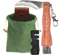 UieaMsio Bolsa de Recolección de Seta,Navaja para Setas,con Cepillo de Setas,Bolsa de setas,Bolsa de Caza de Hongos de Malla,Navaja para setas con cepillo,para acampar,viajes,senderismo,oliva