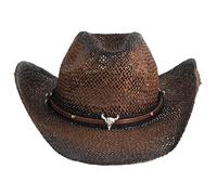 UIEHBCV Weave Hecho a Mano Hollow Hollow Western Cowboy Vapor for Men Mujeres Summer Vaquilla Aire Libre Sombrero De Paja Sombre Hombre, 22.44-22.83inch/57-58cm
