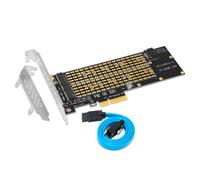 UieoKakeh Adaptador PCIE A M2, Adaptador M.2 NVMe Key-M NGFF Key-B con Cable SATA3.0 para SSD 2230, 2242, 2260, 2280 y 22110 A Tarjeta PCIe.