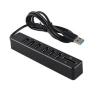 UieoKakeh Cable Divisor USB 2.0 HUB, Convertidor, Disco USB, Tarjeta TF, Lector Integrado, Adaptador Extensor, Transferencia de Datos, 6 Puertos
