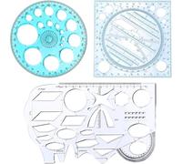 UieoKakeh Juego de Plantillas de Dibujo Geométrico de 3 Piezas, Plantilla de Círculo y Plantillas de Dibujo para Estudiantes, Regla para Arquitectura Escolar