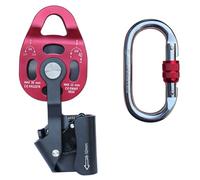 UieoKakeh Juego de Poleas de Elevación Ascender Accesorio Profesional para Escalada en 4KN Elevador de Rigging con Bloqueo para Rescate en Deportes Al Aire Libre