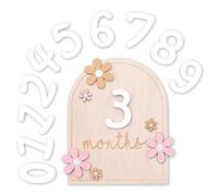 UIEXAY 1 Pcs Tarjetas de Hitos Mensuales para Bebe, Meses Bebe, Tarjeta de Madera Mensual para Bebé, Baby Shower, Tablón de Anuncios para Bebé