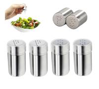 UIEXAY 4 Mini Saleros Para Viajes, Acero Inoxidable, Salero De 5 Ml, Pequeño Con Tapa, Botellas De Especias De Viaje, Salero Y Pimentero, Para Restaurantes, Camping Y Barbacoa Al Aire Libre