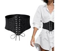 UIEXAY Cinturón Elástico Mujer Encaje Hasta Corsé, Corset Negro 1 Piezas Cinturón Mujer Retro, Pirata de Fiesta de Halloween Juego, Para Vestirse Disfraz de Halloween Carnaval de Venecia