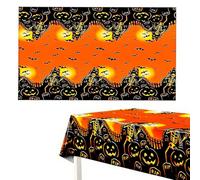 UIEXAY Mantel De Halloween,Decoración De Fiesta De Halloween Mantel,Mantel Murciélago De Halloween,Calabaza De Halloween De Miedo Mantel(137X274Cm)