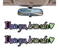 UIEXAY Paquete De 2 Calcomanías De Espejo Con Texto En Inglés "I Love You Drive Safe", Divertidas Calcomanías De Vinilo Para Espejo Retrovisor, Calcomanías Para Espejo Retrovisor Con Texto(B)
