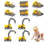 UIEXAY Vehículos De Construcción Para Niños, 10 Unidades, Decoración Para Tartas, Mini Excavadoras, Juguetes Con Señales De Tráfico, Velas De Cumpleaños, Vehículos De Construcción Para