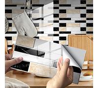 UIGJIOG 24 Piezas Pegatinas de Azulejos Autoadhesivos, Paneles Impermeables Autoadhesivos Calcomanías de Papel de Pared Azulejos Rectangulares para Decoración del Hogar,1,48pcs