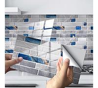 UIGJIOG 3D Pegatinas de Azulejos Decorativos para Baño y Cocina, 48 Piezas, Paneles Impermeables Autoadhesivos Calcomanías de Papel de Pared,10