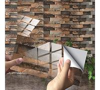 UIGJIOG 3D Resistente al Agua Adhesivo para Azulejos Decorativos para Baño y Cocina, Pegatinas de Pared Impermeable, Blanco, ladrillo,4,48pcs