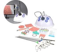 UIGJIOG Caja de Entrenamiento Cirugía Laparoscópica, Simulador Laparoscópico con Cámara y 4 Instrumentos y 10 Módulos de Entrenamiento y Neumoperitoneo Simulado