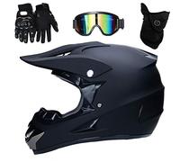 UIGJIOG Casco Enduro MTB Hombre Negro, Casco Descenso/Gafas/Máscara/Guantes, Casco Motocross Adulto Casco Moto Cross MX Bicicleta Quad Off Road ATV Scooter (XL(58~59cm))