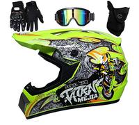 UIGJIOG Casco Motocross Casco Enduro, Cross Casco con Gafas Guantes Mascarilla,Dot Certificación Casco de Moto para niños Downhill,G,M(54~55cm)