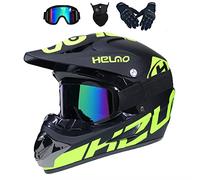 UIGJIOG Casco Motocross Casco Enduro, Cross Casco con Gafas Guantes Mascarilla,Dot Certificación Casco de Moto para niños Downhill,I,XL(58~59cm)