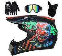 UIGJIOG Casco Motocross Casco Enduro, Cross Casco con Gafas Guantes Mascarilla,Dot Certificación Casco de Moto para niños Downhill,P,M(54~55cm)