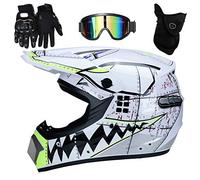 UIGJIOG Casco Motocross Casco Enduro, Cross Casco con Gafas Guantes Mascarilla,Dot Certificación Casco de Moto para niños Downhill,B,M(54~55cm)