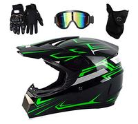 UIGJIOG Casco Motocross Casco Enduro, Cross Casco con Gafas Guantes Mascarilla,Dot Certificación Casco de Moto para niños Downhill,M,M(54~55cm)