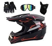 UIGJIOG Casco Motocross Casco Enduro, Cross Casco con Gafas Guantes Mascarilla,Dot Certificación Casco de Moto para niños Downhill,N,M(54~55cm)
