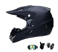 UIGJIOG Casco Motocross Casco Enduro, Cross Casco con Gafas Guantes Mascarilla,Dot Certificación Casco de Moto para niños Downhill,A,M(54~55cm)