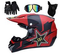 UIGJIOG Casco Motocross Casco Enduro, Cross Casco con Gafas Guantes Mascarilla,Dot Certificación Casco de Moto para niños Downhill,F,S(52~53cm)