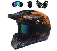 UIGJIOG Casco Motocross MX Moto Casco ATV Scooter ATV Casco D. O. T Certificado Multicolor con Gafas Máscara Guantes ,Naranja,M(54~55cm)
