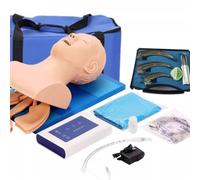UIGJIOG Modelo de intubación para Adultos con laringoscopio y Controlador para Entrenamiento Emergencia en manejo vía aérea orofaríngea, Modelo anatómico con Dientes y Alarma de presión, Modelo