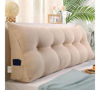 UIHECTA CojíN CuñA Triangular, Almohada De Lectura De Cabecera, Respaldo Cabecero Desmontable, CojíN Lumbar De CuñA, Refuerzo De Apoyo De Posicionamiento, para HabitacióN, DiváN,Beige,L150×W20×H50cm