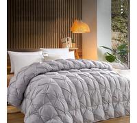UIHECTA EdredóN De Plumas De Ganso EdredóN De Plumas AlgodóN Suave Y Lujoso Edredones Edredones Plisados Gruesos Invierno 95% PlumóN Ganso Blanco Tela AlgodóN Alta Densidad,Gris,200×230cm(4kg)