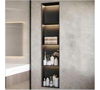 UIHECTA Hornilla Ducha Insertada Hornilla Pared Empotrada Acero Inoxidable con Luz Led No Necesita Azulejos Impermeable para Cocina BañO Dormitorio O Almacenamiento En BañEra,Negro,1200 * 280 * 125mm