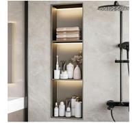 UIHECTA Hornilla Ducha Insertada Hornilla Pared Empotrada Acero Inoxidable con Luz Led No Necesita Azulejos Impermeable para Cocina BañO Dormitorio O Almacenamiento En BañEra,Gris,900 * 280 * 125mm