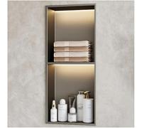 UIHECTA Hornilla Ducha Insertada Hornilla Pared Empotrada Acero Inoxidable con Luz Led No Necesita Azulejos Impermeable para Cocina BañO Dormitorio O Almacenamiento En BañEra,Gris,700 * 280 * 125mm