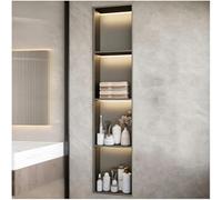 UIHECTA Hornilla Ducha Insertada Hornilla Pared Empotrada Acero Inoxidable con Luz Led No Necesita Azulejos Impermeable para Cocina BañO Dormitorio O Almacenamiento En BañEra,Gris,1200 * 280 * 125mm