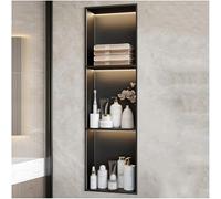 UIHECTA Hornilla Ducha Insertada Hornilla Pared Empotrada Acero Inoxidable con Luz Led No Necesita Azulejos Impermeable para Cocina BañO Dormitorio O Almacenamiento En BañEra,Negro,900 * 280 * 125mm
