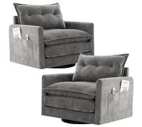 UIHECTA SillóN Giratorio Decorativo, Moderno SillóN Giratorio Barril Sala Estar, SillóN Cuadrado Decorativo Barril, CóModo Y con Giro 360 Grados, SillóN Tapizado Chenilla,B,2PCS