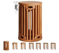 UIHECTA Taburetes Apilables Juego 4/6, Taburete Redondo Apilable Superior 36 cm, Taburetes Nido de Madera, Sin Instalación Requerida, para Sala, Cocina, Dormitorio,002 Set of 6,Without Wheels