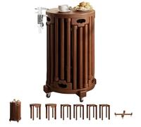 UIHECTA Taburetes Apilables Juego 4/6, Taburete Redondo Apilable Superior 36 cm, Taburetes Nido de Madera, Sin Instalación Requerida, para Sala, Cocina, Dormitorio,001 Set of 6,with Wheels