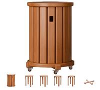 UIHECTA Taburetes Apilables Juego 4/6, Taburete Redondo Apilable Superior 36 cm, Taburetes Nido de Madera, Sin Instalación Requerida, para Sala, Cocina, Dormitorio,002 Set of 4,with Wheels